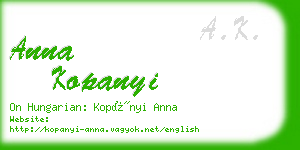 anna kopanyi business card